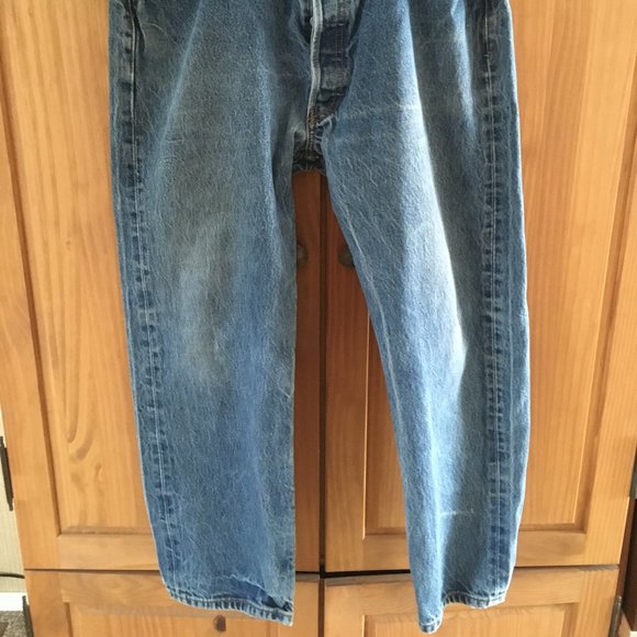 EUC LEVI 501 BUTTON FLY 38 X 30 BLUE DENIM JEANS - Picture 6 of 9